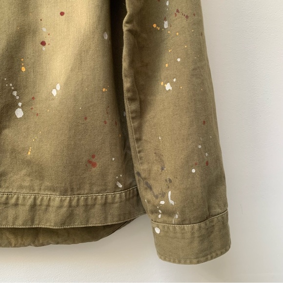 Zara khaki denim shacket chore shirt jacket paint splatter size medium - Picture 10 of 10